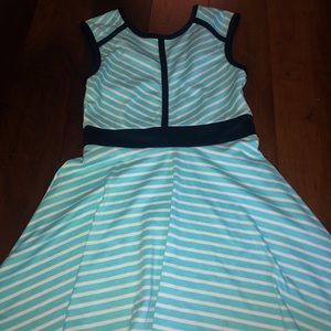 Blue and white striped dress.